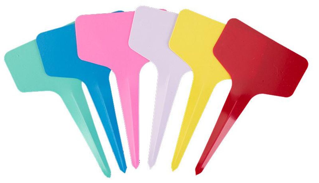 100pcs 6-10CM T Shaped Kunststoff Plant Tags Waterproof Flower Seed Variety Marker Tags Garden Labels Plant Logo Plate (Pink)