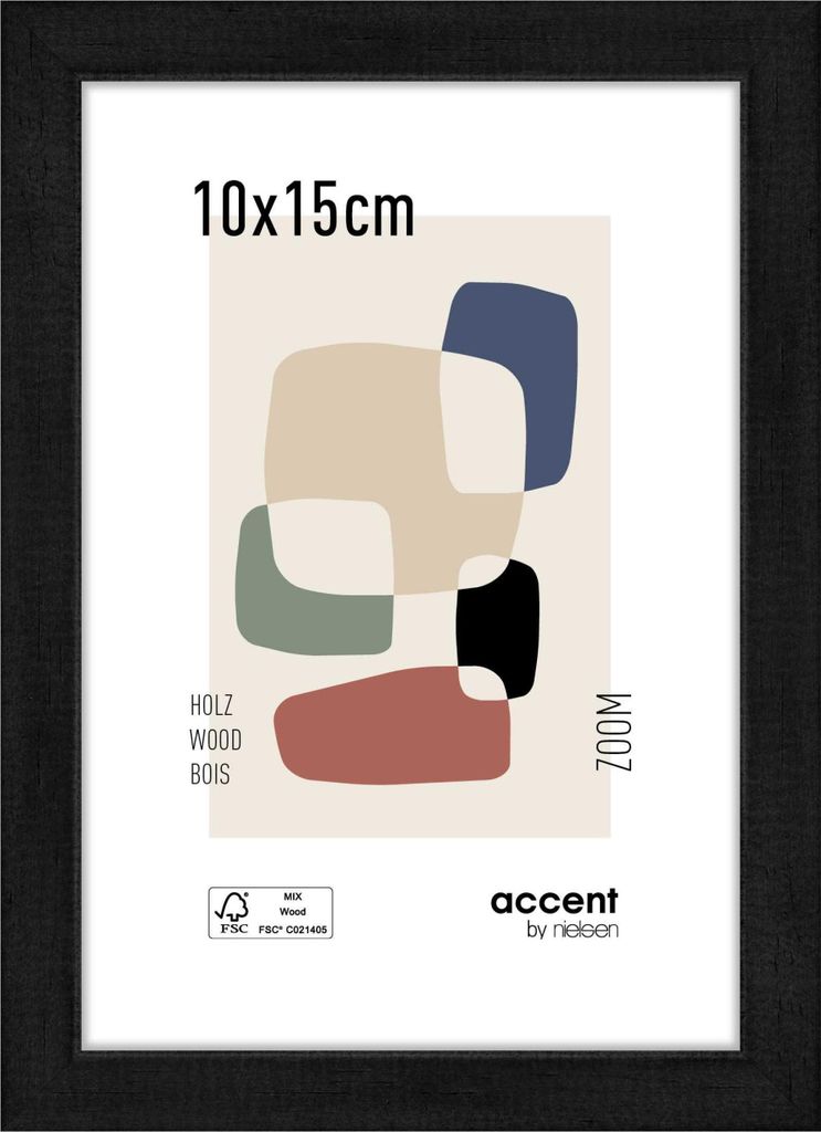 accent by nielsen Holz Bilderrahmen Zoom, 10x15 cm, Schwarz
