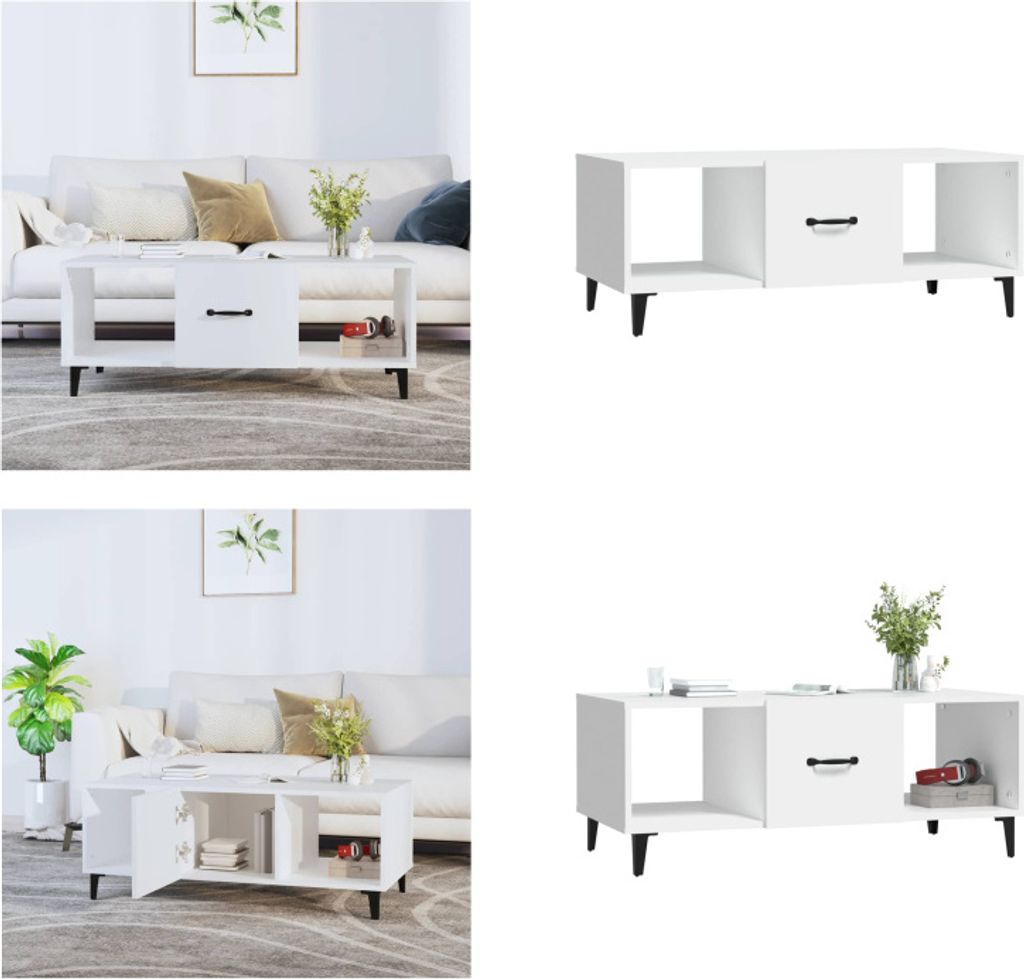 vidaXL Couchtisch Weiß 102x50x40 cm Holzwerkstoff - Couchtisch - Couchtische - Beistelltisch - Sofatisch