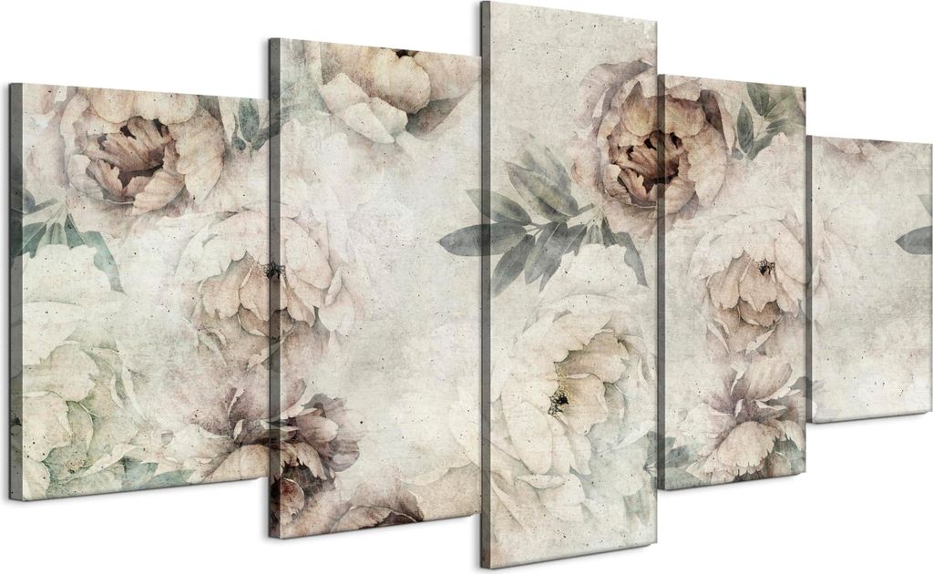 LUMASOUL Leinwand Bilder, Leinwandbild Geblümt Motiv, Wandbilder Holzrahmen und Webstuhl Wohnzimmer und Schlafzimmer, Bilder 150x75 cm Vintage