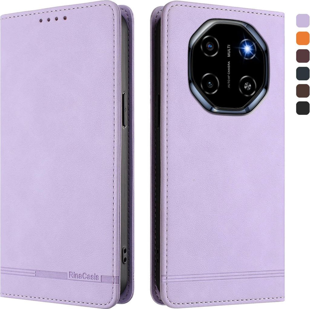 Hülle für Blackview Shark 6 / Oscal Tiger 8, Retro Kunstleder Ständer Klapphülle mit Kartenfächer und Magnetische Violett