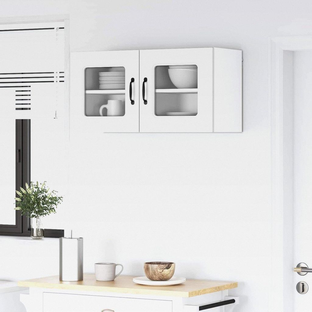 Küchenschrank Kalmar 2 Stück Hochglanz Weiß 40 x 31 x 40 cm Hängeschrank für Badezimmer Küche Wäscheraum