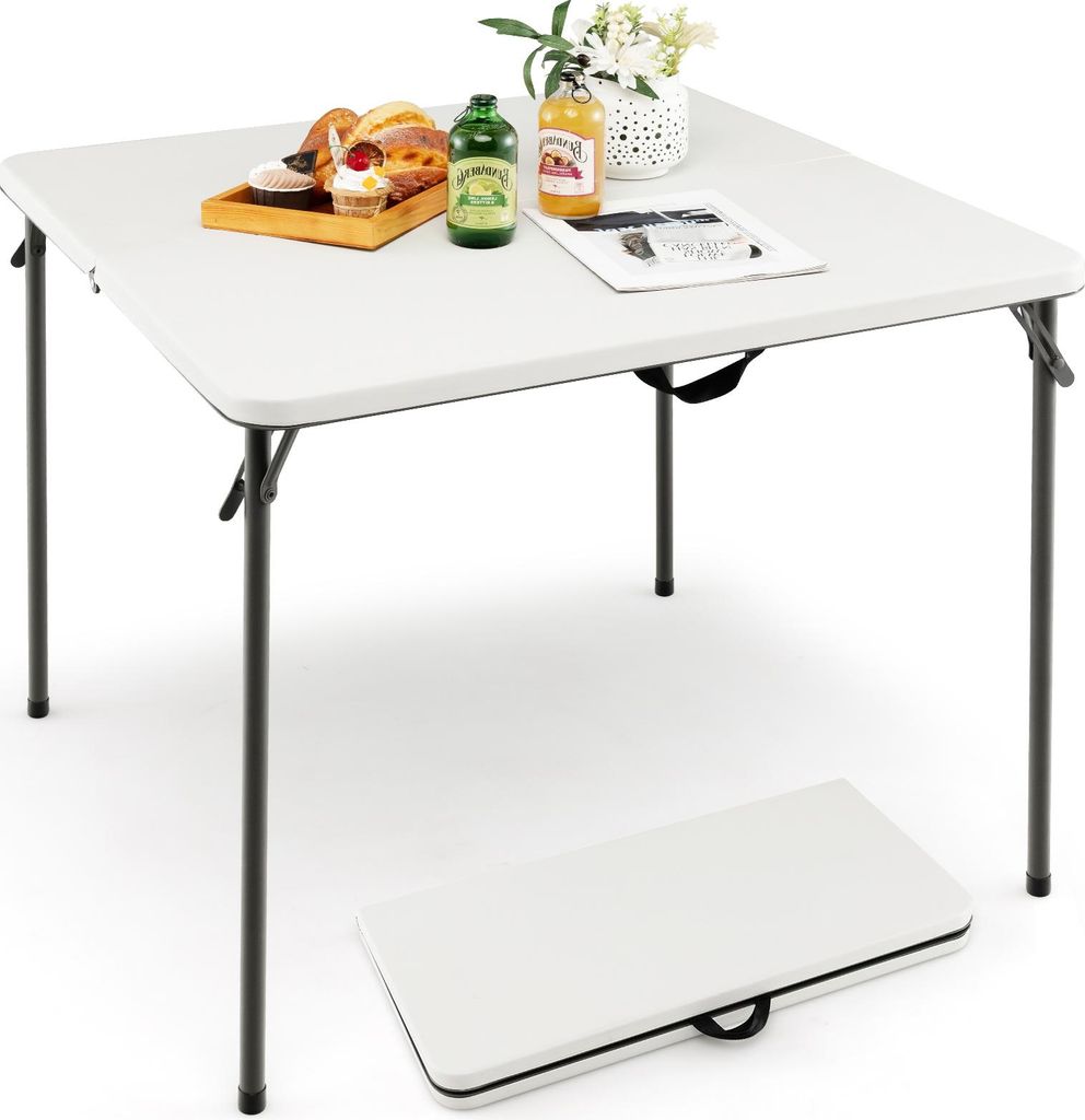 KOMFOTTEU Klapptisch für Camping, Picknick, tragbar, platzsparend, mit Tragegurten, aus HDPE mit und Stahl, für Grill, Garten, Outdoor, Belastung...