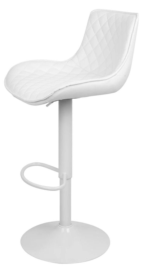 Moderner Barhocker - Höhenverstellbar - Drehbar 360° - Gepolsterter Sitz - Metallgestell - Weiß