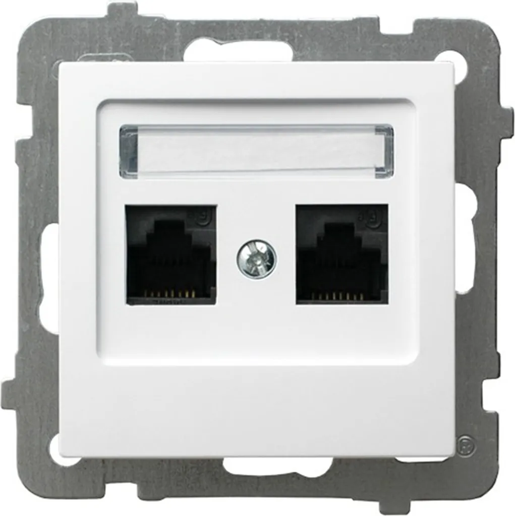 Prise informatique double RJ45 Cat 5e OSPEL AS Blanc finition épurée