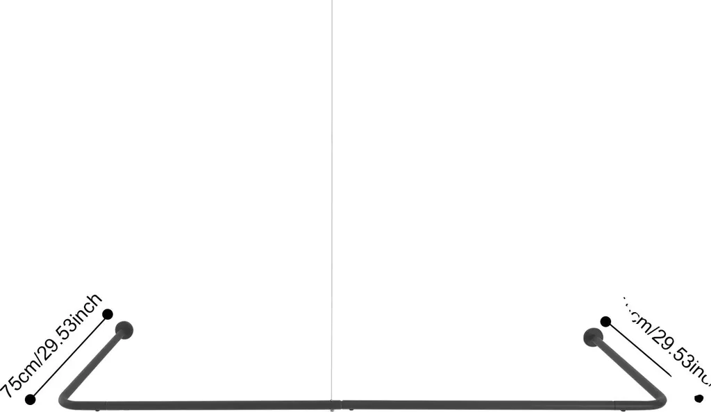 Barre de rideau de douche en U noir mat réglable 80-120cm pour angle