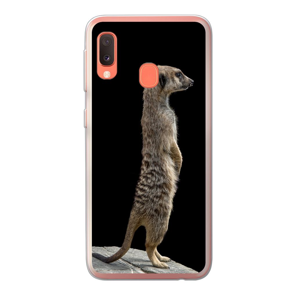 MuchoWow Handyhülle Schutzhülle Hülle für Samsung Galaxy A20e Erdmännchen - Wilde Tiere - Schwarz Silikon Softcase Handy Hülle - Abdeckung