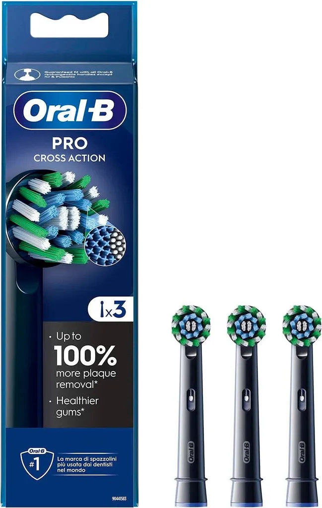 Têtes de brosse à dents Cross Action noires Oral-B recharge lot de 3