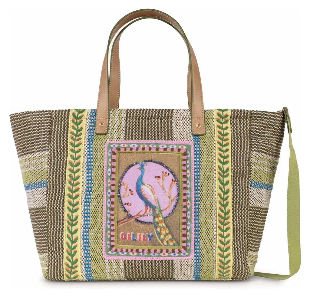 Sac shopper de marque pour femme, grand sac à épaule vert Oilily
