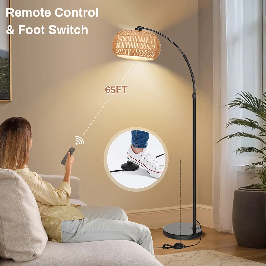 Lampada da Terra Rattan Boho Dimmerabile con App e Telecomando LED - 6