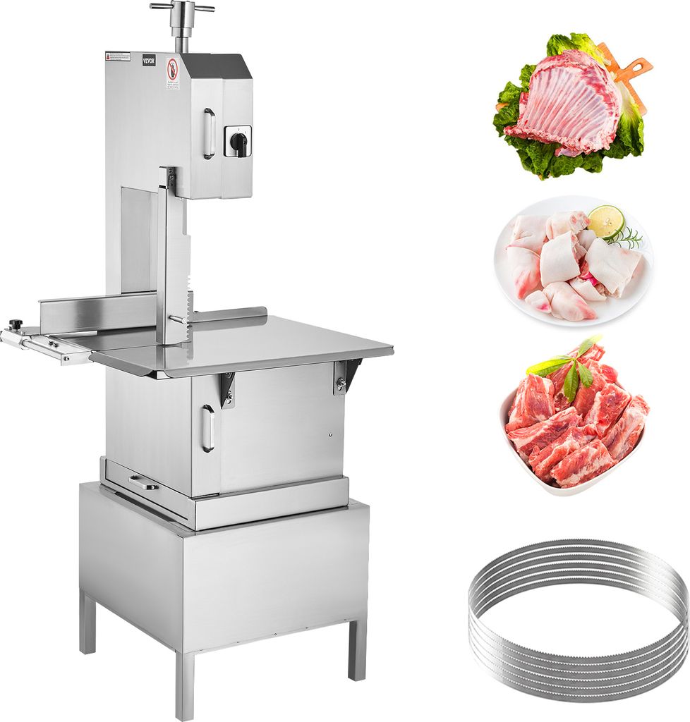 VEVOR Kommerzielle Fleischknochen Sägemaschine 2200 W, 1500 kg/h Knochenschneidemaschine Gefrorene Fleisch Knochen Schneidemaschine, 4-220 mm Eins...