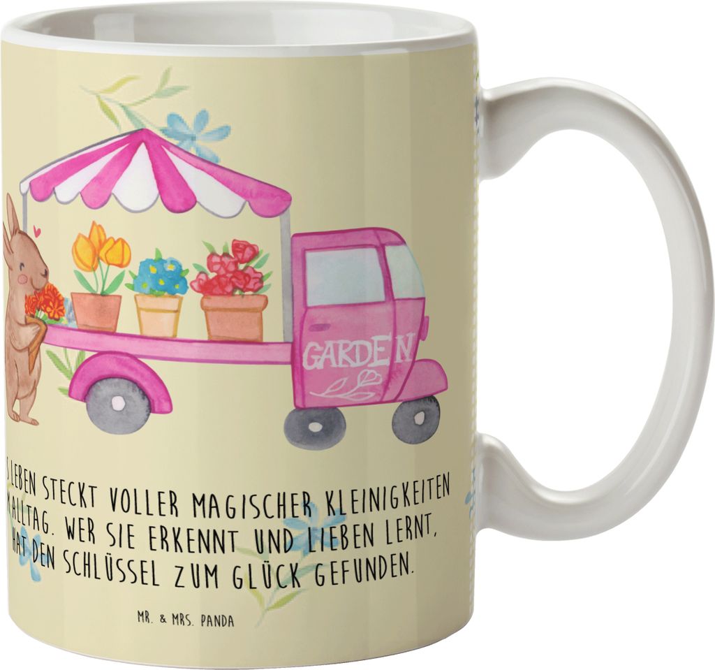Mr. & Mrs. Panda Plastikbecher Osterhase Blumenwagen - Blumig - Geschenk, Ostern, Pott, Blumen, Haferl, Trinklernbecher, Mehrwegbecher, Kinderbeche...