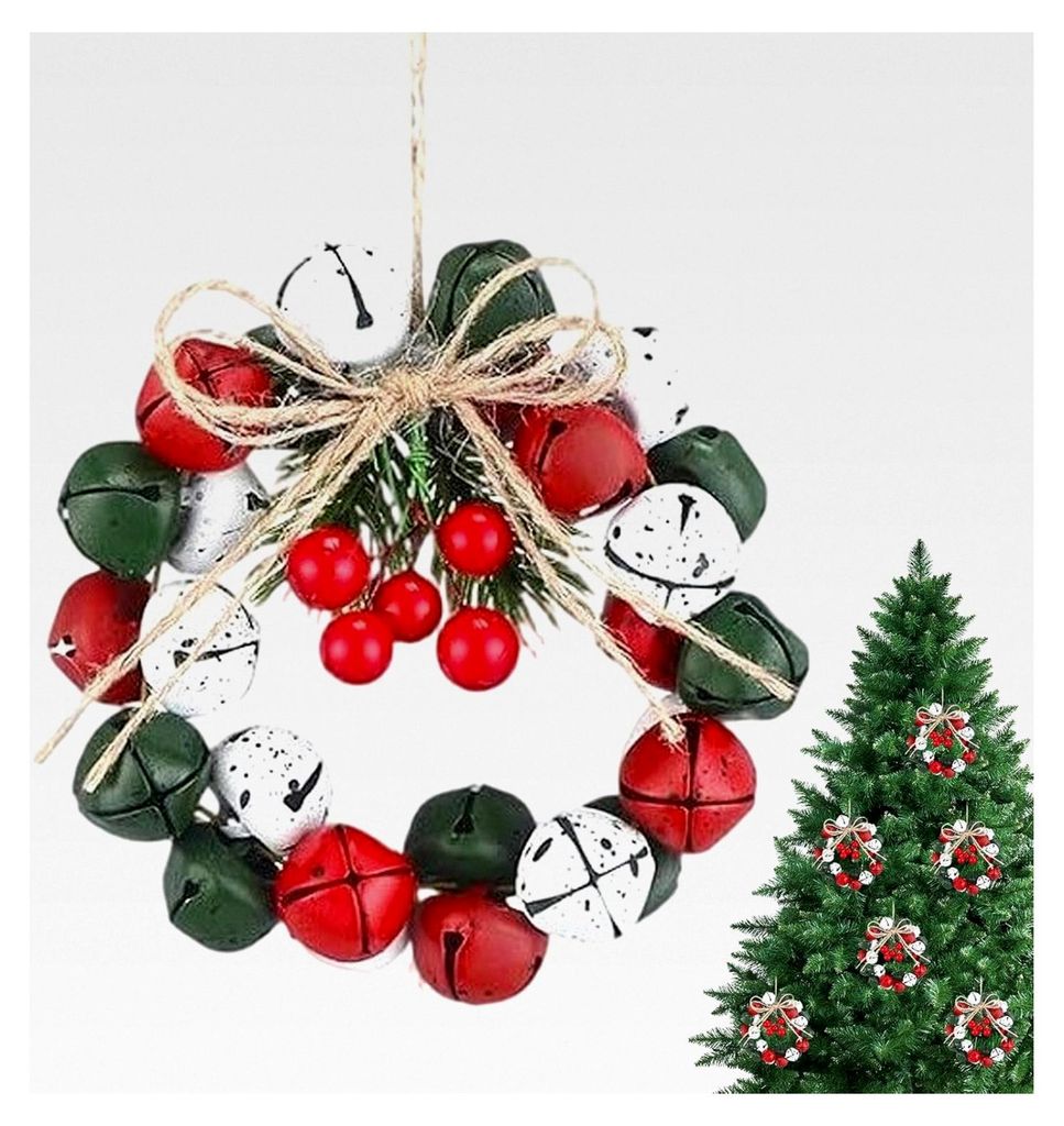 Weihnachtskränze für die Haustür | 6,5 cm Glocken Beeren Vintage Deko | Künstliche Vorbau Dekoration - Für Kamin, Weihnachtskaminsims, Fenster...
