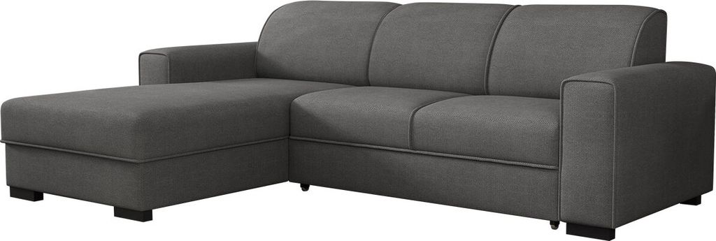MIRJAN24 Ecksofa Luis, L-From Polsterecke mit Schlaffunktion und Bettkasten, Holzfüße (Farbe: Crown 18, Seite: Links)