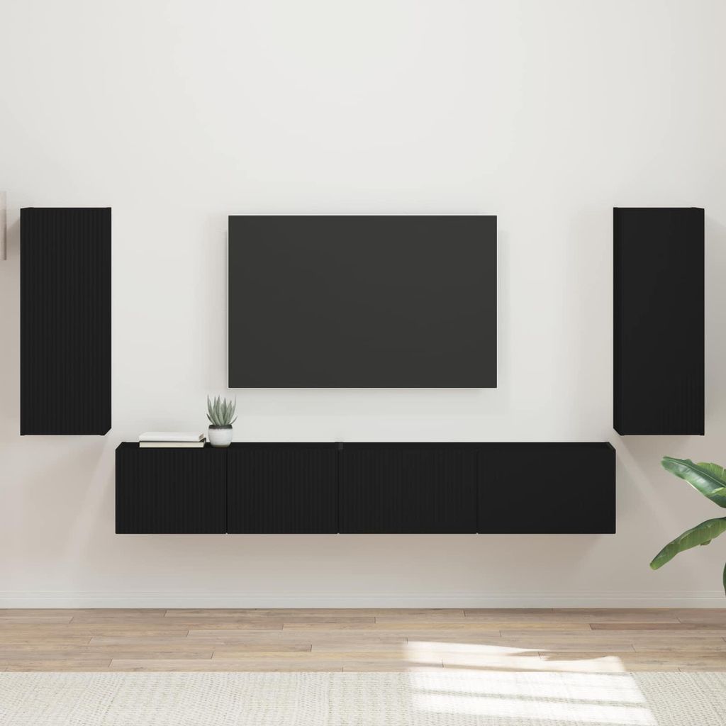 Maison Exclusive - TV-Schrankset 4 pcs Schwarz Holzwerkstoff