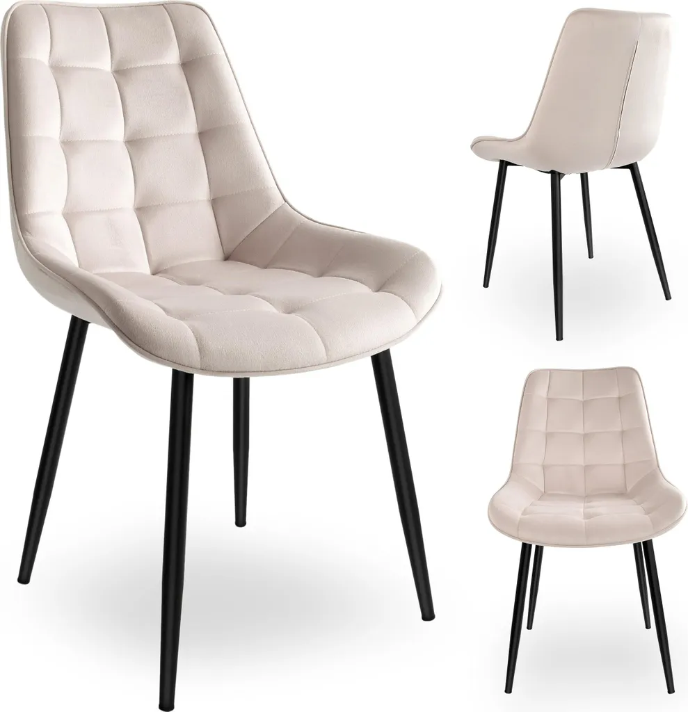 Chaise en velours beige NORMAN : Idéale pour Salon et Salle à Manger
