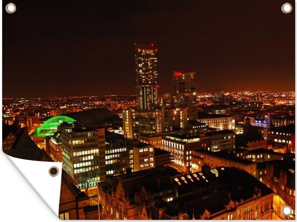 MuchoWow 80x60 cm Outdoor-Poster Gartendeko Sichtschutz Garten Poster für den Garten Manchester bei Nacht