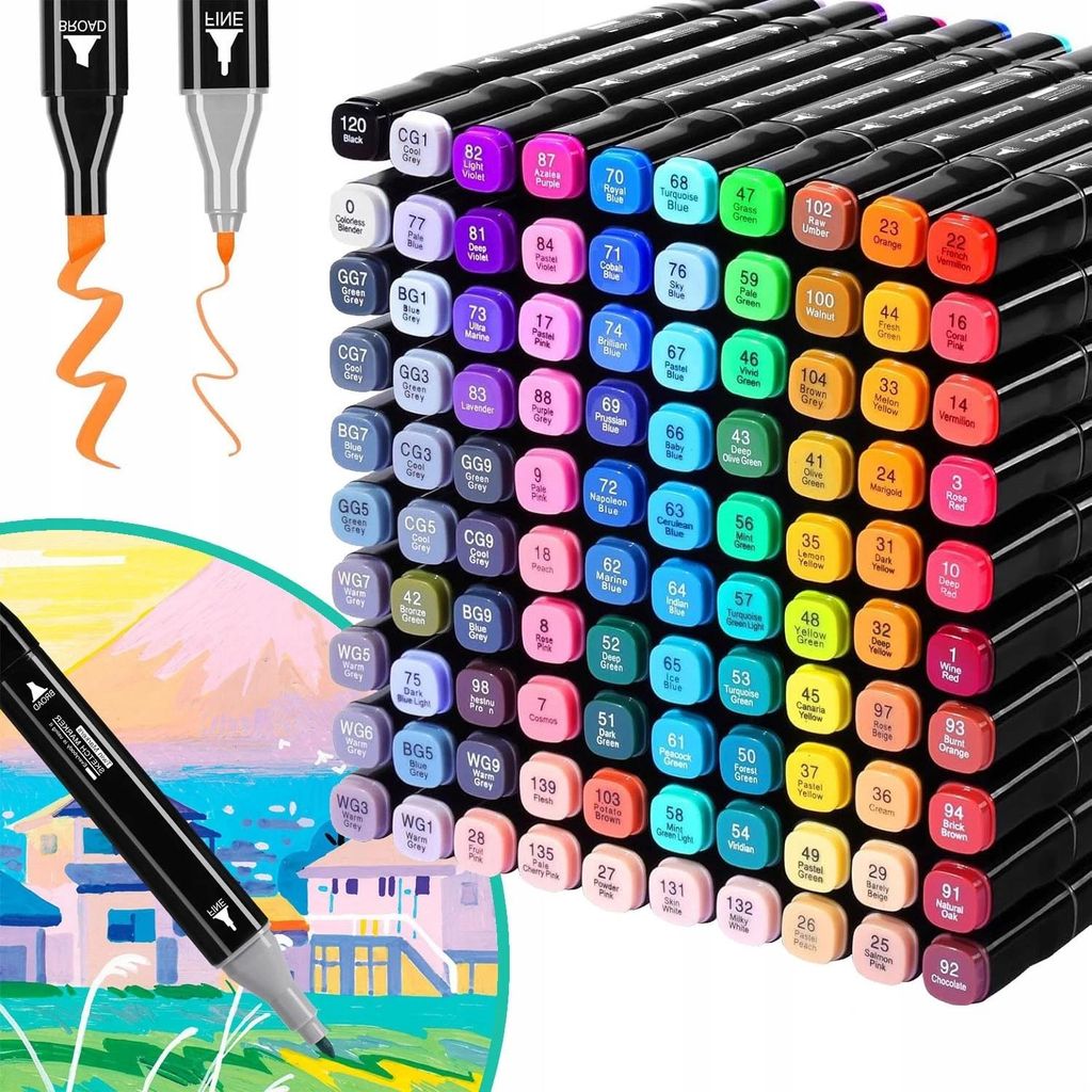 100 gekleurde graffiti-tekenpennen, vette inktstiften, Productafbeelding 