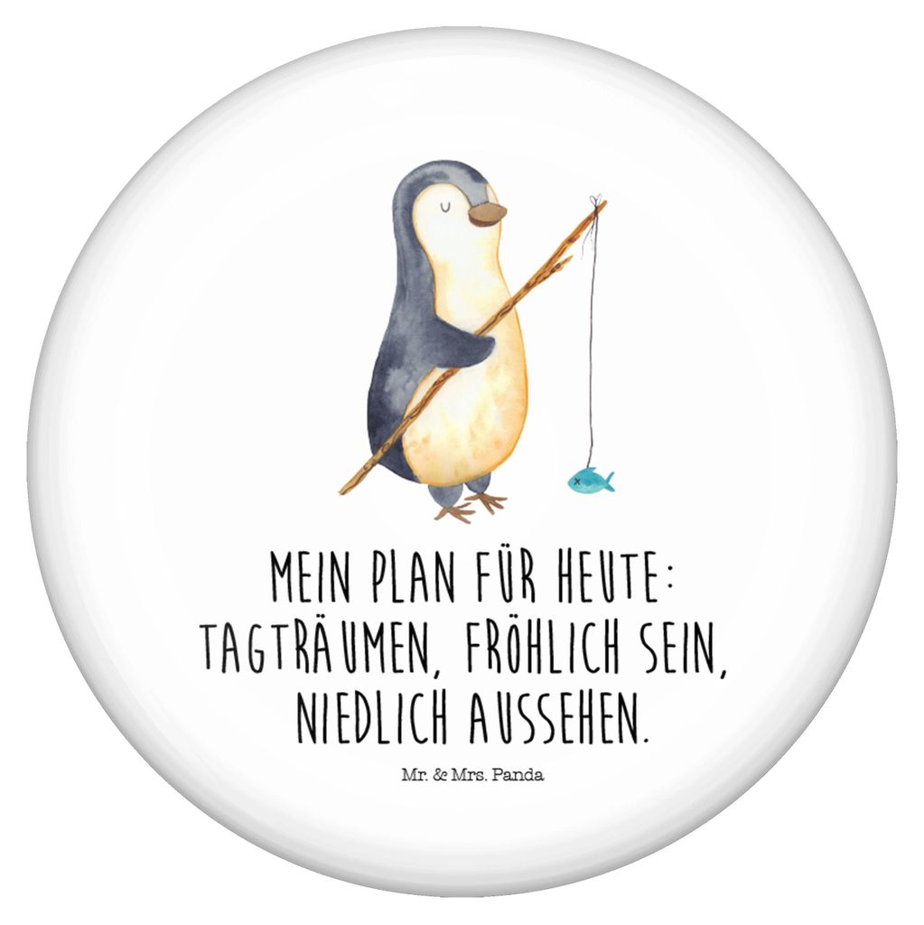 Mr. & Mrs. Panda Pin Pinguin Angler - Weiß - Geschenk, Badge, Nadel-Pin, Button, Urlaub, Pinguine, Motiviert, Fischer, Neustart, Plakette, Anstecker