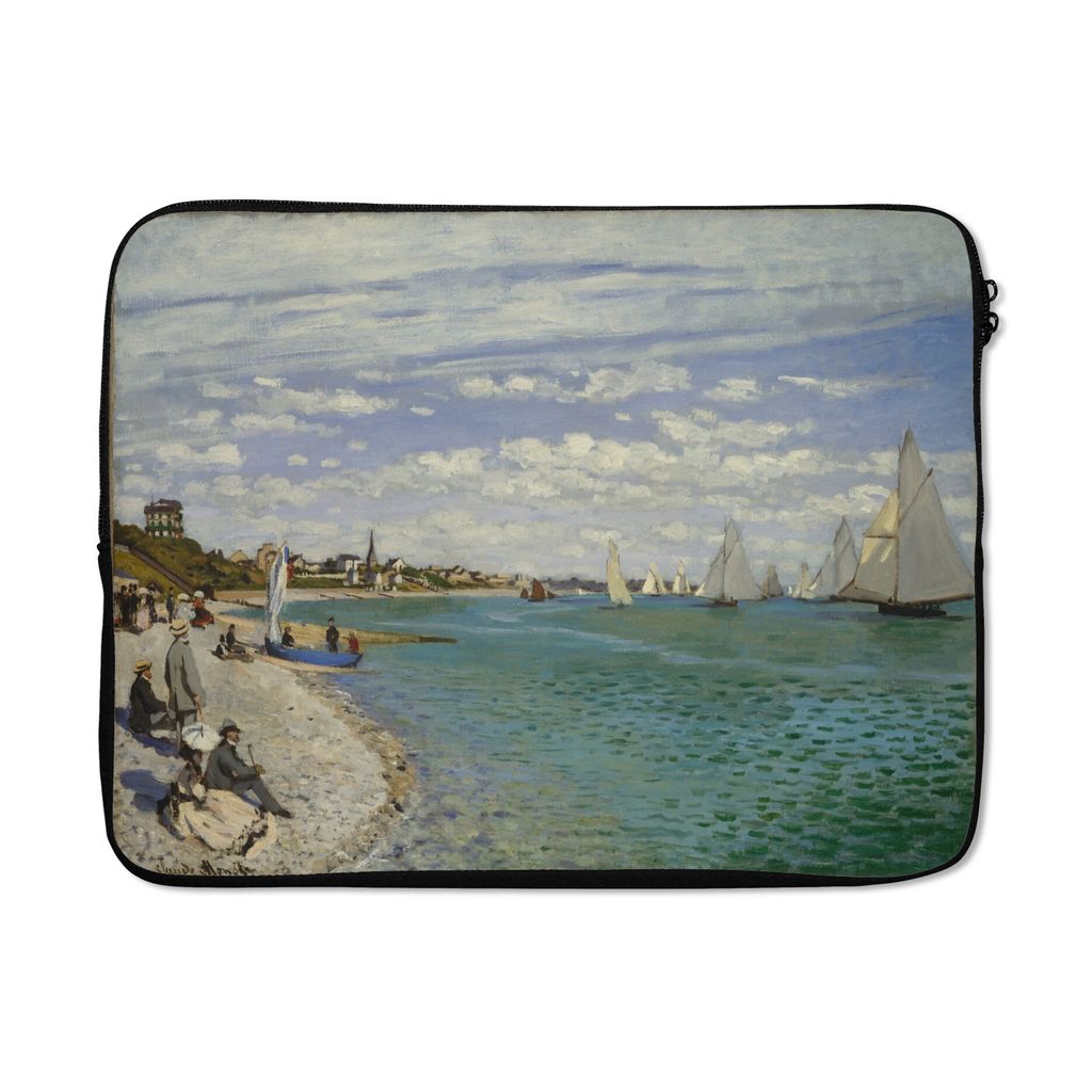 MuchoWow Laptop Hülle 17 Zoll Laptoptasche Regatta bei Sainte-Adresse - Gemälde von Claude Monet - Zipper - Schutzabdeckung