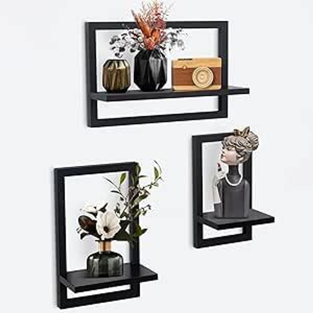 Set mit 3 Wandregalen, schwebende Regale für die Wanddekoration, Hängeregale zur Aufbewahrung an der Wand, quadratisches Bücherregal für die Wa...