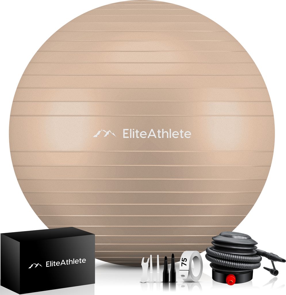 EliteAthlete Gymnastikball Sitzball Büro ergonomisch mit Anti Burst System - Fitness Yoga Pilates Schwangerschaft - Schwangerschaftsball Fitness...