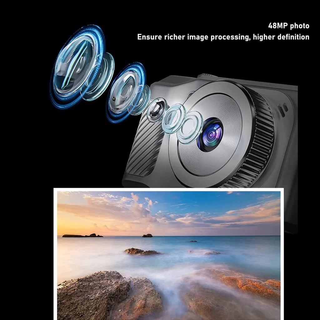 Appareil photo compact numérique HD 48MP argenté idéal pour débutants
