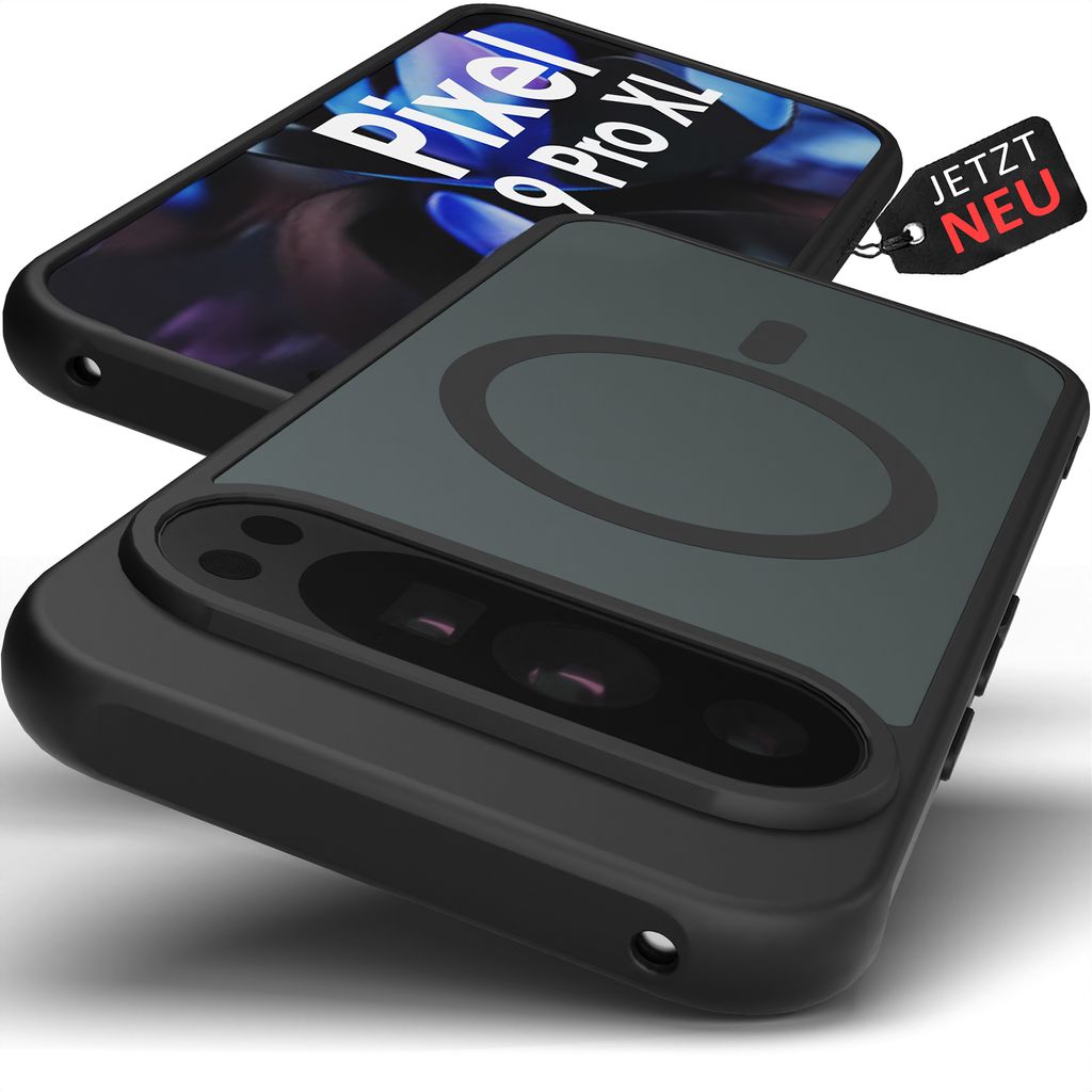 Google Pixel 9 Pro XL Hülle - MagSafe Case magnetisch Matt Schwarz Dünn | Schutzhülle stoßfest Handyhülle - Kameraschutz | Cover Bumper | Gree...