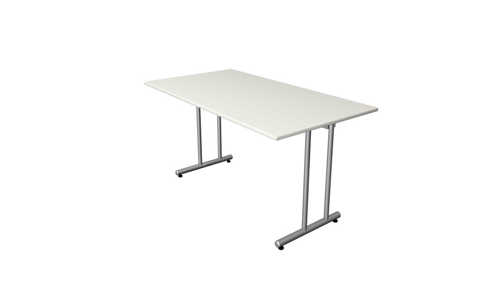 Kerkmann Smart office Schreibtisch weiß rechteckig, C-Fuß-Gestell silber 140,0 x 70,0 cm