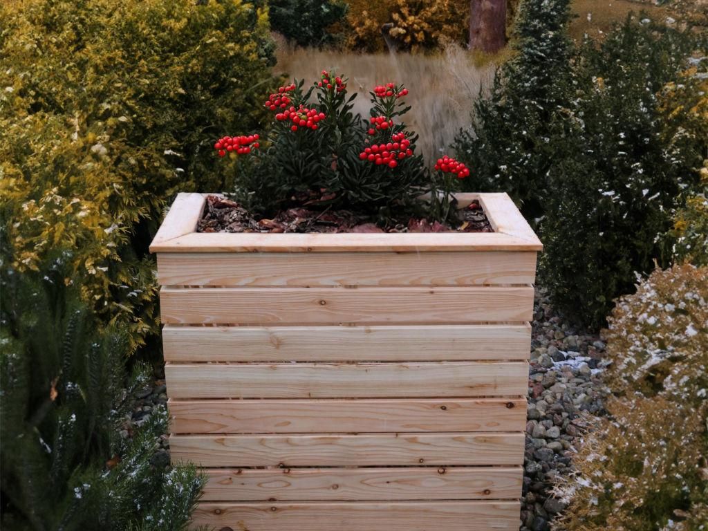 Belladoor Naturbelassen 120x80x72 cm Hochbeet aus Lärche, Vormontiert Vorgebohrt, Mit Folie, Arbeitshöhe 72 cm, Rechteckig, Garten Pflanzkasten