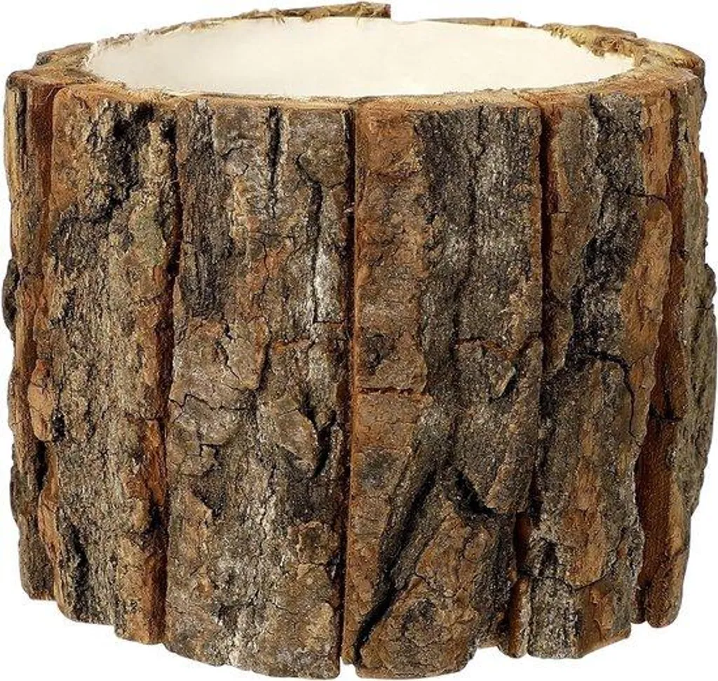 Vase en écorce de bois naturel design tronc d'arbre - Hauteur 20cm