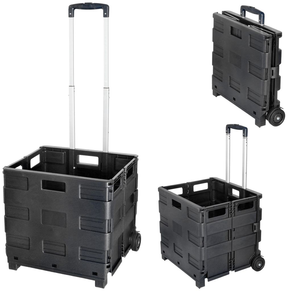 Klappbox Trolley schwarz 42x40x37cm Kunststoff Aluminium Produktbild 