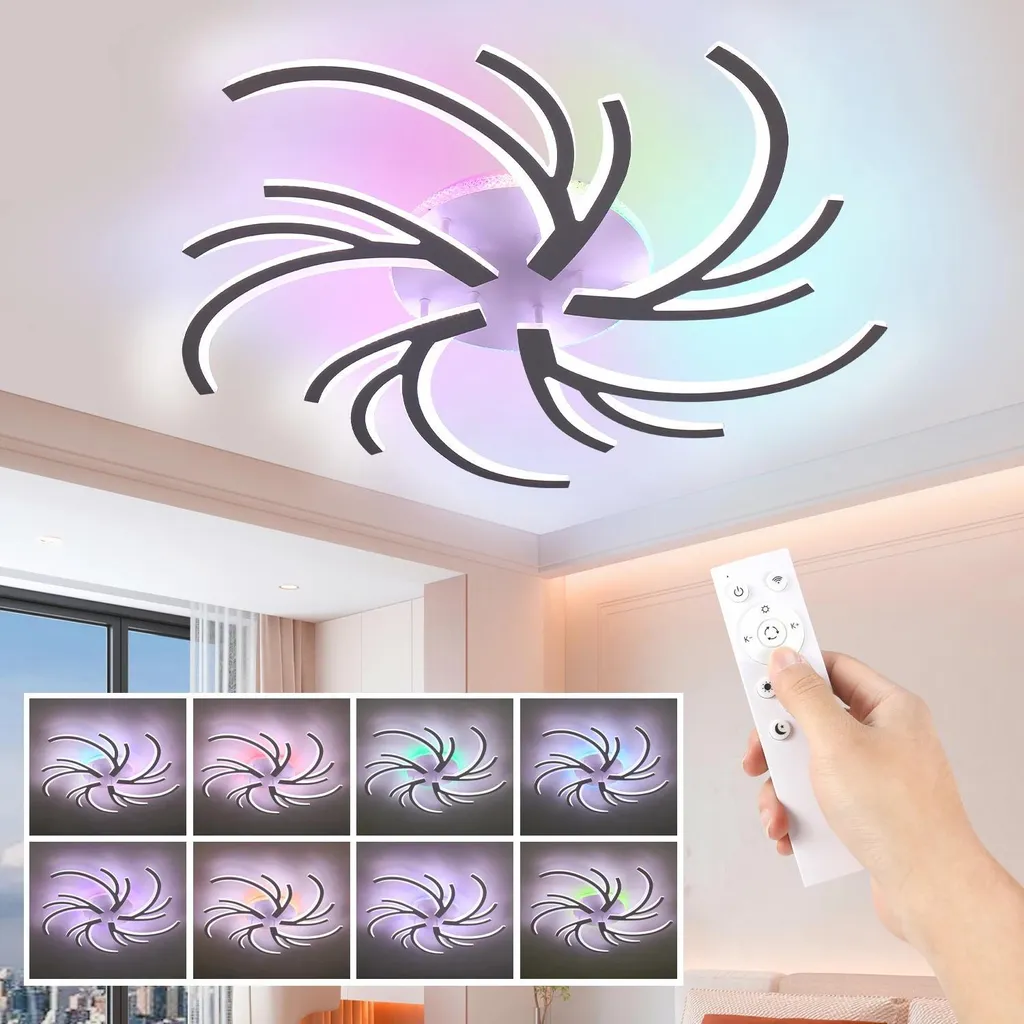 Plafonnier LED 110W Intensité Variable - Rétroéclairage RGB et Télécommande - 6