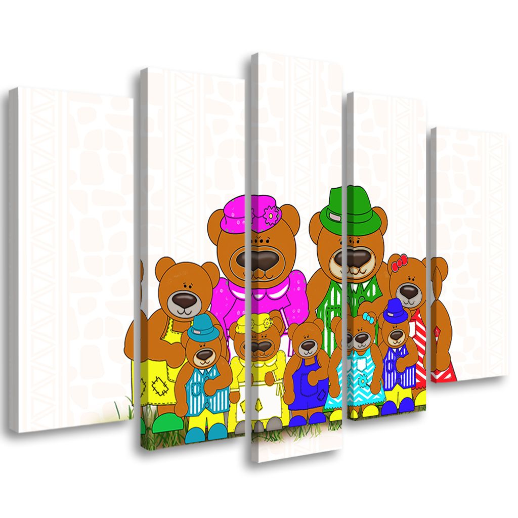5-teiliges leinwandbild für kinderzimmer - bunt 200x100 cm Feeby farbe wandbild bereit zum aufhängen