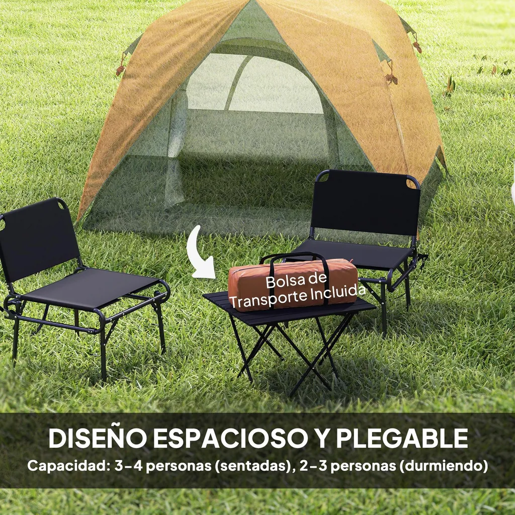 Tente de camping 3-4 personnes en polyester résistant - Modèle MULTI - 3