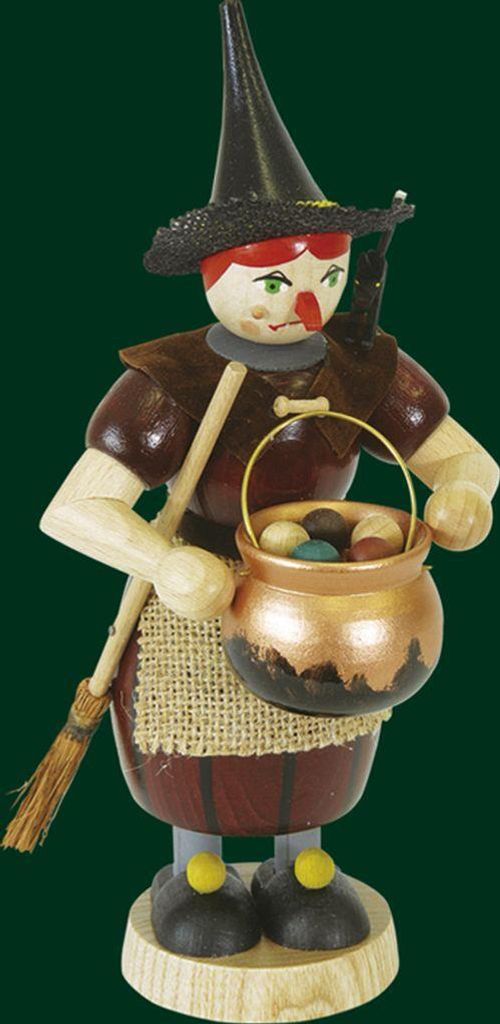 Räucherfigur Hexe mit Kessel Höhe= 19cm NEU