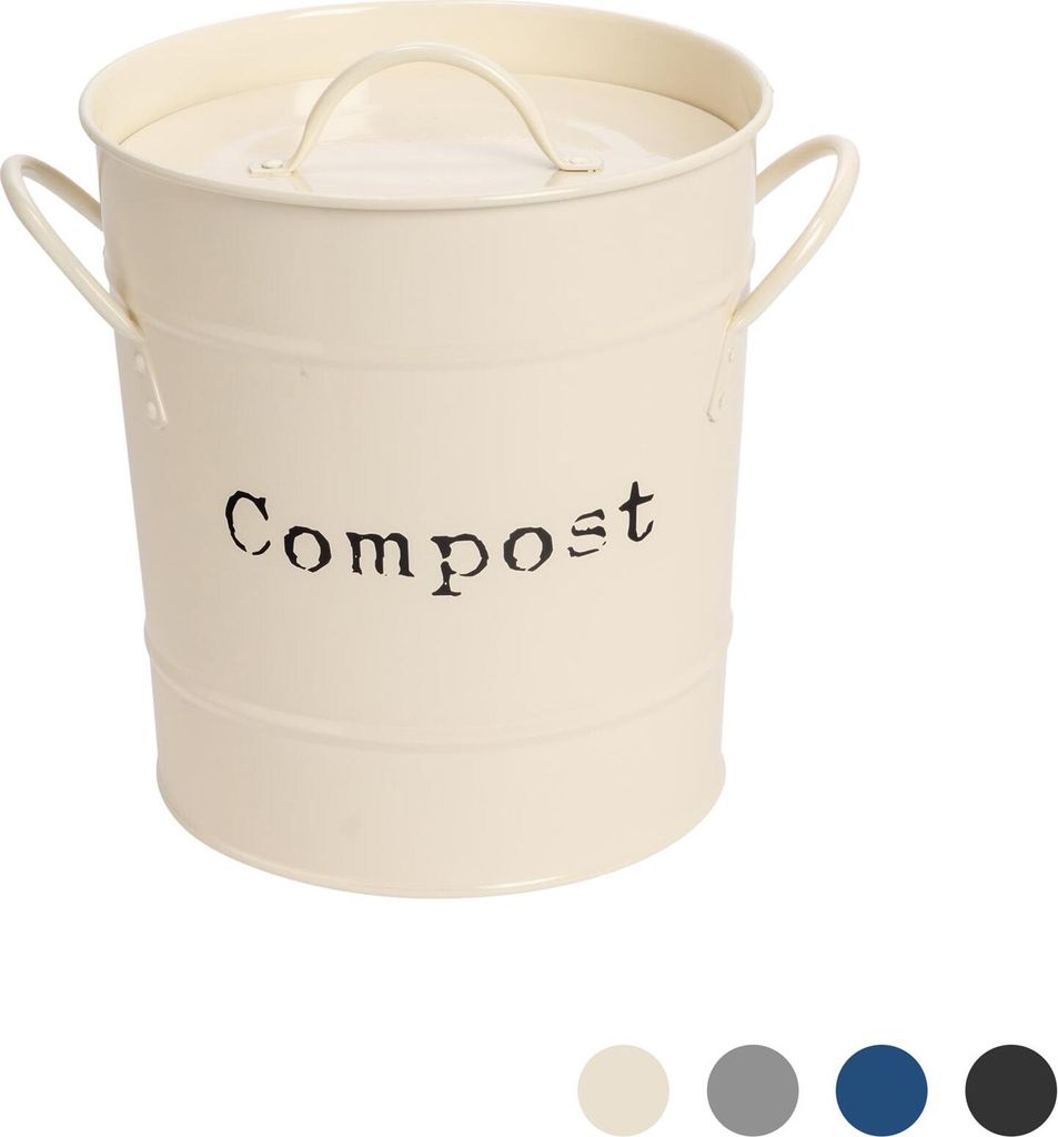 Harbour Housewares Industrie Compost Bin - Vintage Style Stahl Küche Storage Bucket - Removable Inner - Creme