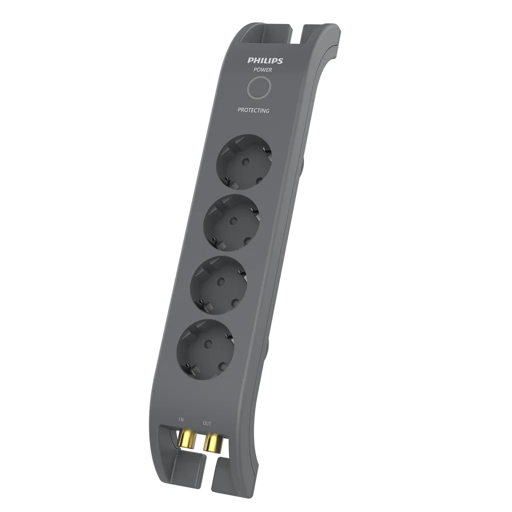 Parafoudre Philips pour protéger ordinateur et TV, 4 prises, câble de 2m