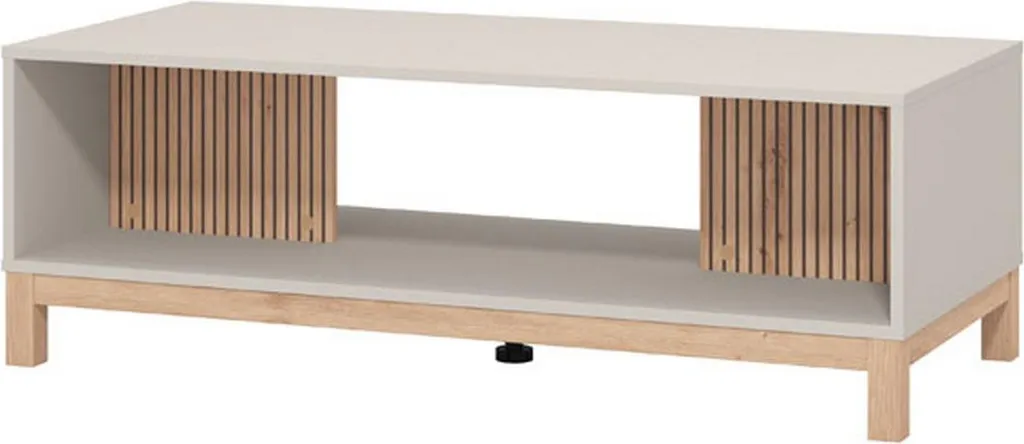 Léguzzano Table basse 121x55x41h cm Beige avec Pieds Robustes Design