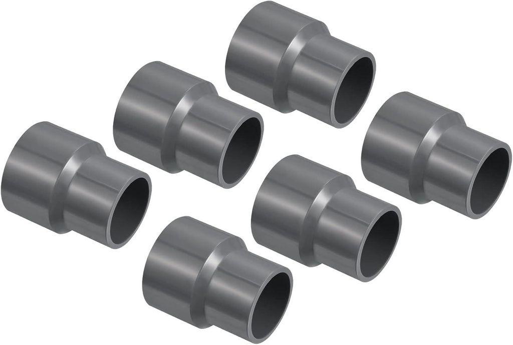 PVC-Reduzierstš¹ck 40 x 32 mm, 6er-Pack, gerader Kupplungsadapter, Grau