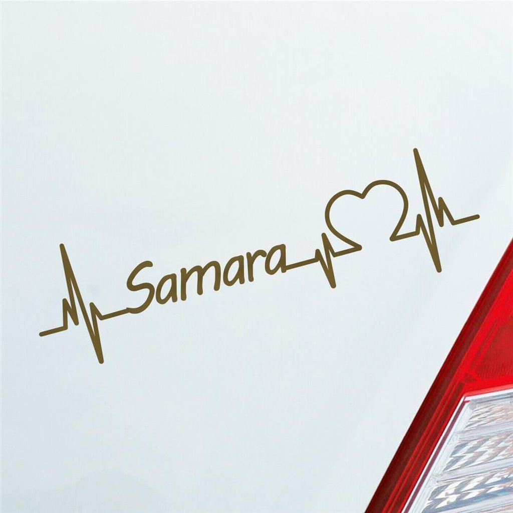 Auto Aufkleber Samara Herz Herzschlag 19x5 cm Gold Sticker Heckscheibenaufkleber