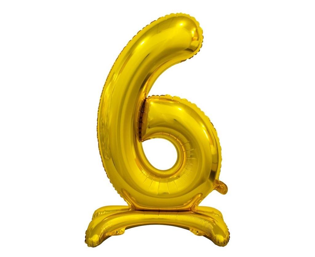 Folienballon B&C Zahl stehend 6 Gold 74cm (Party - Ballons)