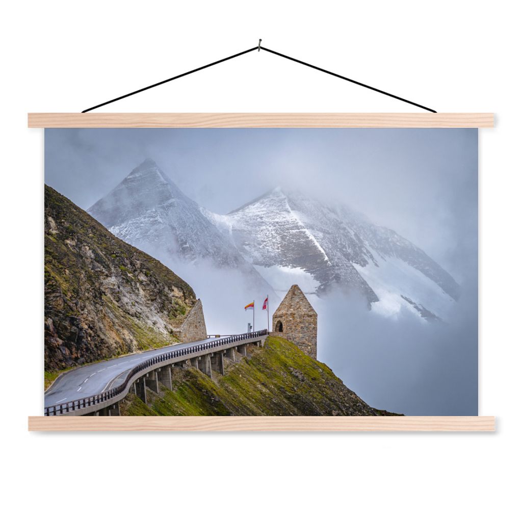 MuchoWow Textilposter Berge hinter der Großglockner Hochalpenstraße in Europa 60x40 cm mit holzfarbenen Rahmen - Bilder