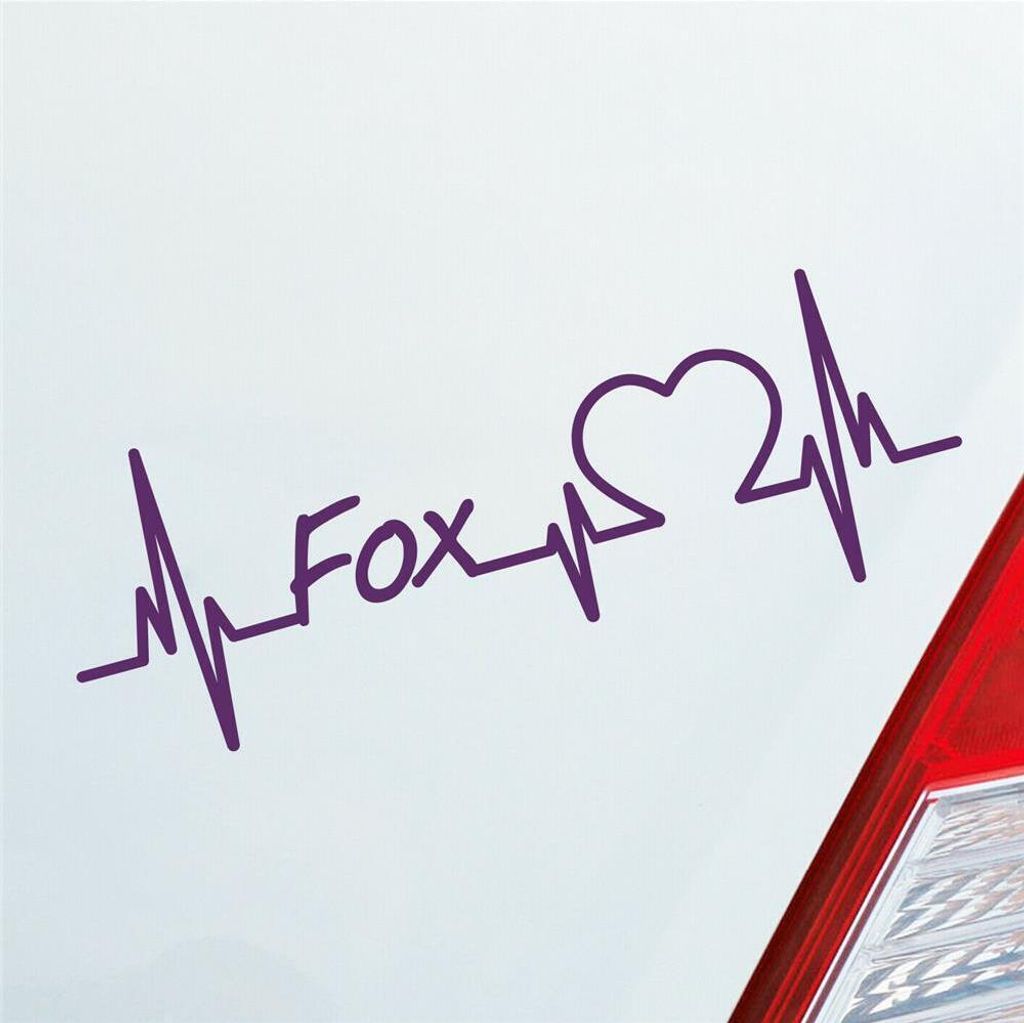 Auto Aufkleber Fox Fuchs Herz Puls Auto Car Liebe Love 19x7 Produktbild 