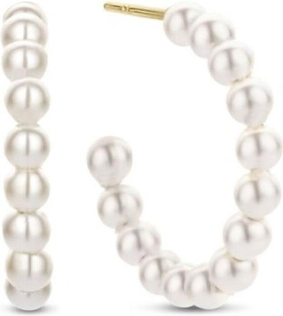 CO88 Collection Ohrringe für Damen – Halbringe aus Stahl – 3 mm Perlenohrringe – Ø 17,5 mm – Pouchette-Verschluss – Goldfarben – 8CE-...