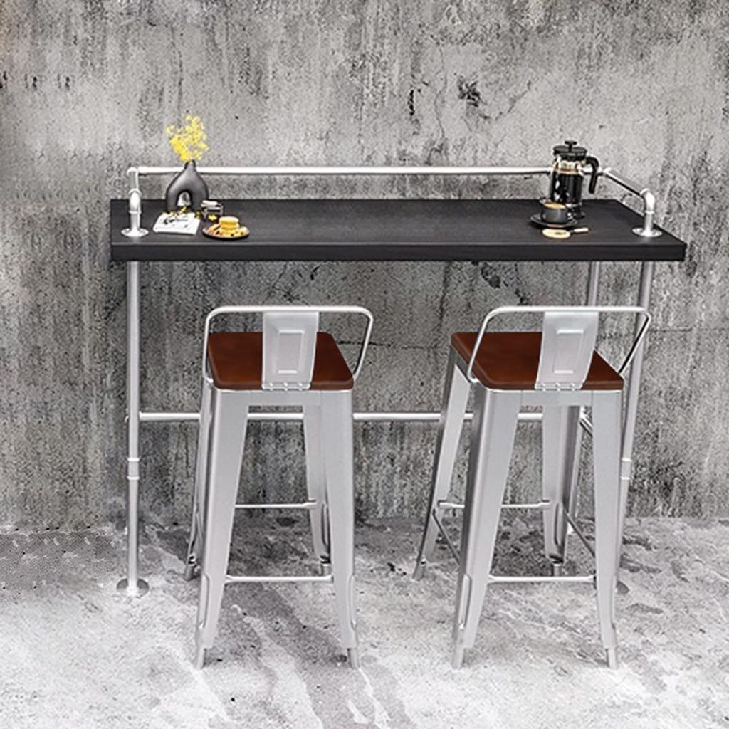 Bartisch Set 3-teilig – Industriedesign Stehtisch mit 2 Barhockern, Barstuhl mit Rückenlehne & Fußstütze – Perfekt für Küche, Esszimmer od...