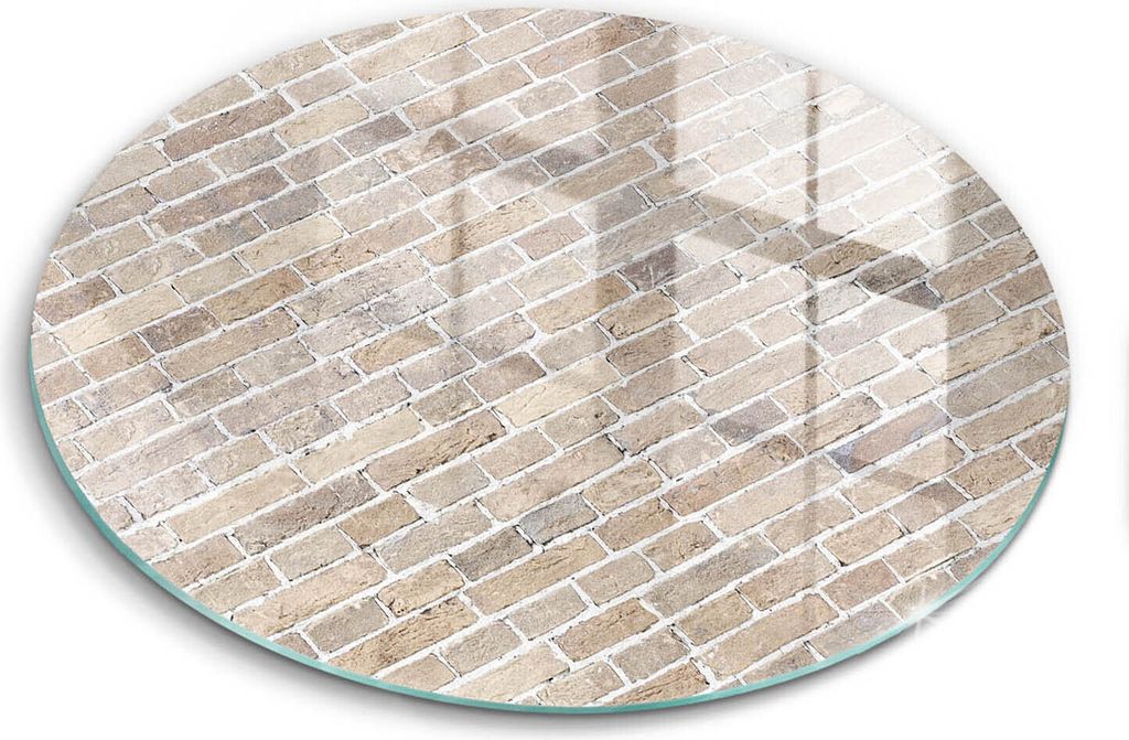 Glasschneideplatte - Herdabdeckplatte - fi30 cm -Schneidebrett - Spritzschutz - Wand leuchtende Ziegel