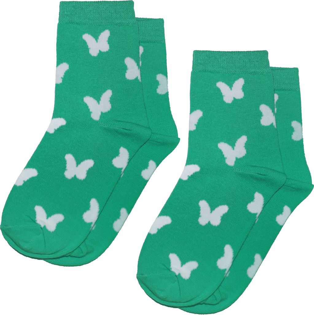 Kinder Basicsocken 2-er Pack Schmetterlinge Mint Grün in Größe 19-22 für Mädchen