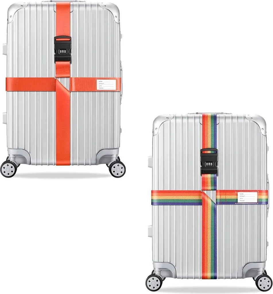 2x cinghia trasversale per bagagli, colore: arancione / multicolore