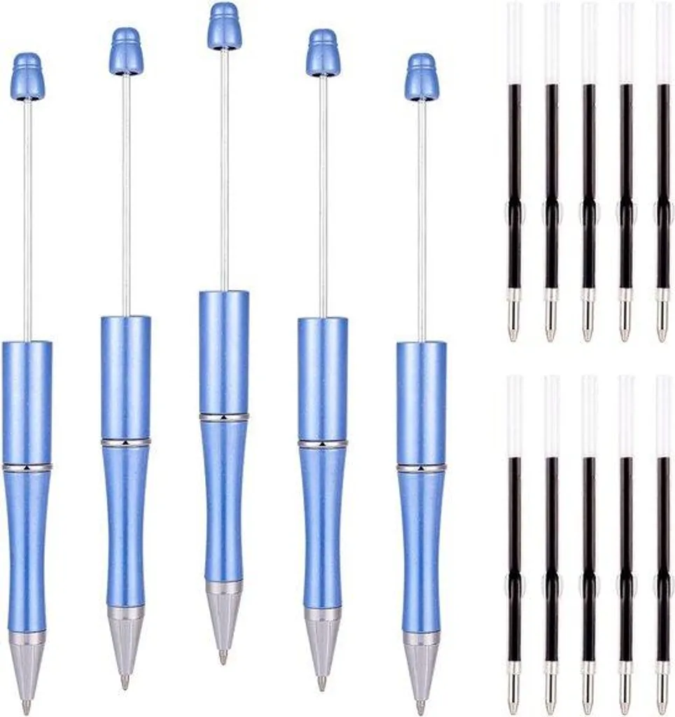 Lot de 5 stylos à bille 1mm noir et bleu en plastique haute qualité